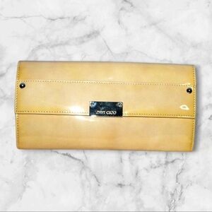 Jimmy Choo Patent Leather Clutch Bag Beige New